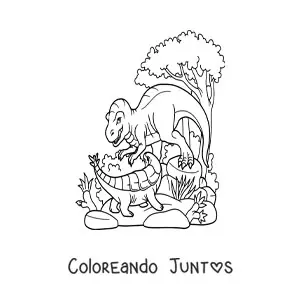 Imagen para colorear de dinosaurio carnívoro vs herbívoro