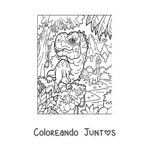 Imagen para colorear de dinosaurio carnívoro bebé y herbívoro