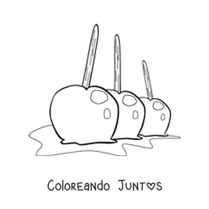 Imagen para colorear de tres manzanas acarameladas