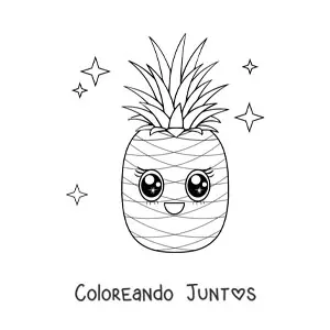 Imagen para colorear de piña kawaii grande