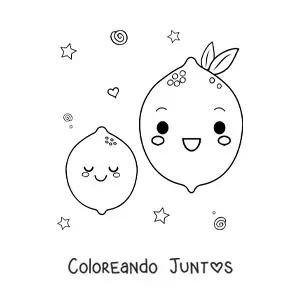 Imagen para colorear de limones kawaii grandes