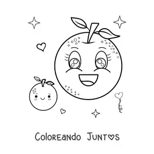 Imagen para colorear de naranjas kawaii grandes