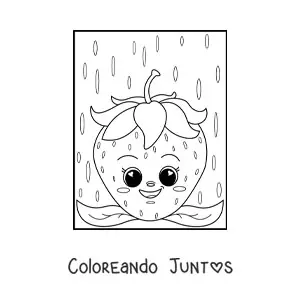 Imagen para colorear de fresa kawaii animada