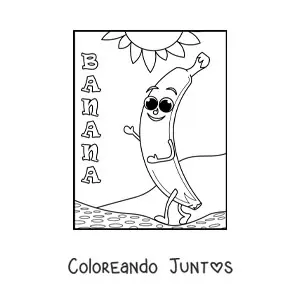 Imagen para colorear de banana kawaii animada