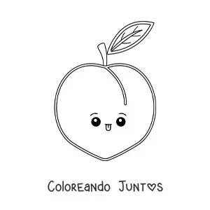 Imagen para colorear de durazno kawaii fácil