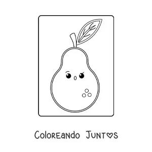 Imagen para colorear de pera kawaii fácil