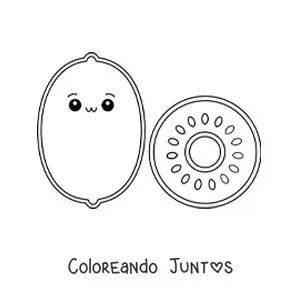 Imagen para colorear de kiwi kawaii fácil