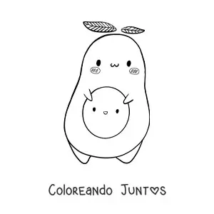 Imagen para colorear de aguacate tierno animado