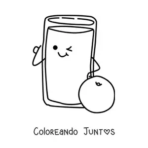 Imagen para colorear de jugo de naranja kawaii