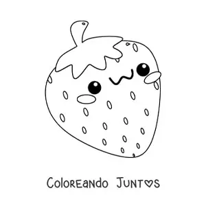 Imagen para colorear de fresa kawaii