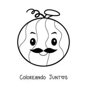 Imagen para colorear de sandía animada bonita