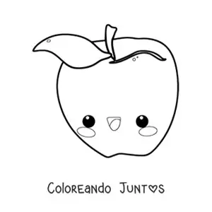 Imagen para colorear de manzana kawaii animada