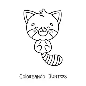 Imagen para colorear de panda rojo kawaii grande