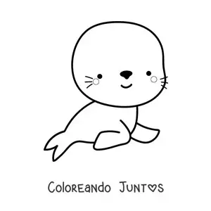 Imagen para colorear de foca kawaii grande