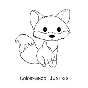 Imagen para colorear de zorro kawaii sentado