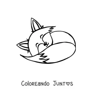 Imagen para colorear de zorro kawaii durmiendo
