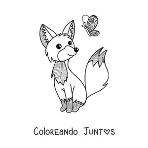Imagen para colorear de zorro y mariposa