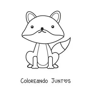 Imagen para colorear de zorro kawaii sentado fácil