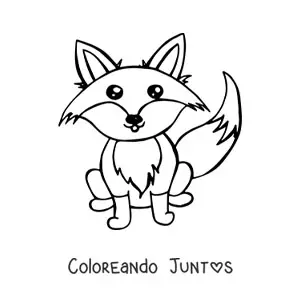 Imagen para colorear de zorro kawaii sentado grande