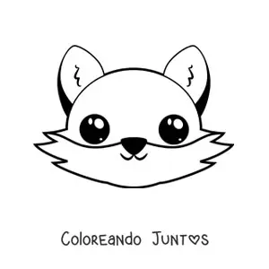Imagen para colorear de cara de zorro kawaii