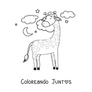 Imagen para colorear de jirafa durmiendo
