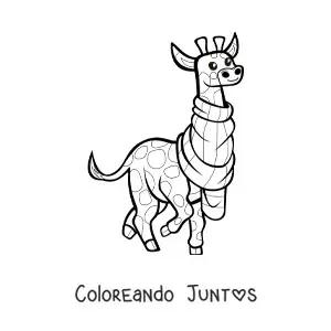 Imagen para colorear de jirafa animada con bufanda