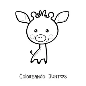 Imagen para colorear de jirafa kawaii grande