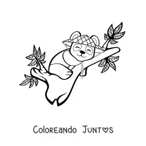 Imagen para colorear de oso panda kawaii durmiendo