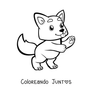 Imagen para colorear de lobo bebé kawaii