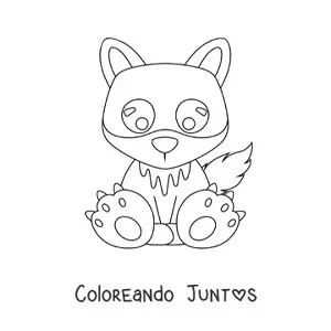 Imagen para colorear de lobo bebé kawaii sentado