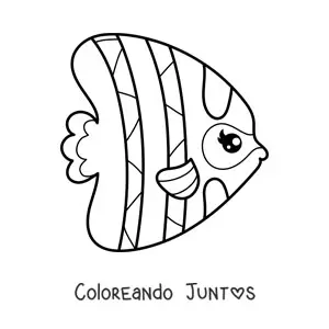 Imagen para colorear de pez ángel kawaii