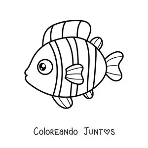 Imagen para colorear de pez payaso kawaii