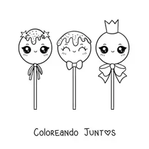 Imagen para colorear de paletas kawaii