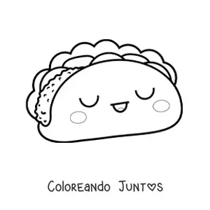 Imagen para colorear de taco kawaii