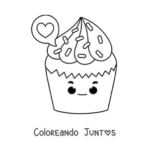 Imagen para colorear de cupcake kawaii
