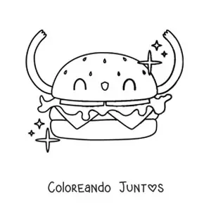 Imagen para colorear de hamburguesa tierna
