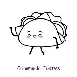Imagen para colorear de un taco animado caminando