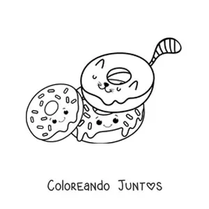 Imagen para colorear de gato dona kawaii