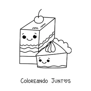 Imagen para colorear de pasteles kawaii grandes