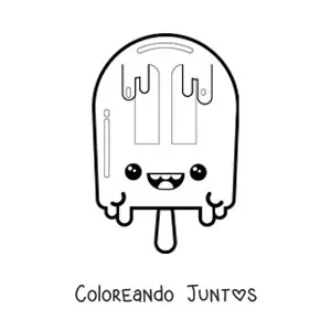 Imagen para colorear de paleta de helado kawaii