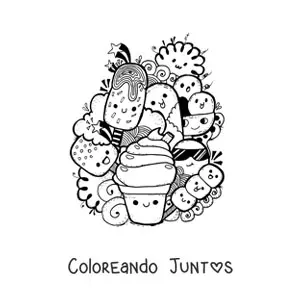 Imagen para colorear de helados kawaii