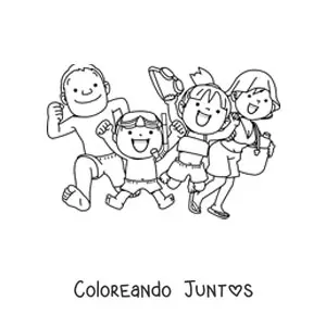 Imagen para colorear de familia feliz de vacaciones en verano