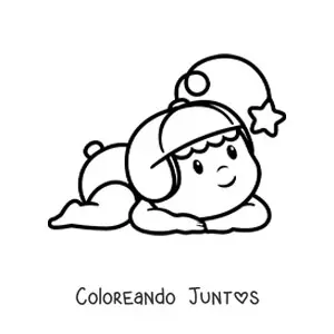 Imagen para colorear de bebé en pañales con gorro