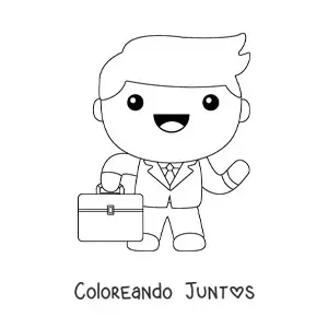 Imagen para colorear de hombre con traje kawaii