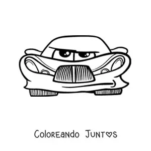 Imagen para colorear de auto animado kawaii de frente