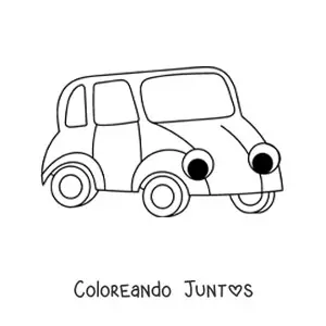 Imagen para colorear de auto kawaii fácil