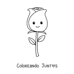 Imagen para colorear de rosa kawaii fácil