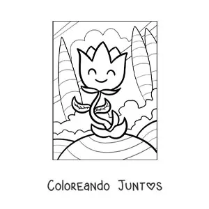 Imagen para colorear de tulipán animado grande