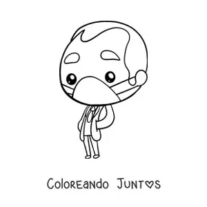 Imagen para colorear de doctor kawaii con mascarilla grande
