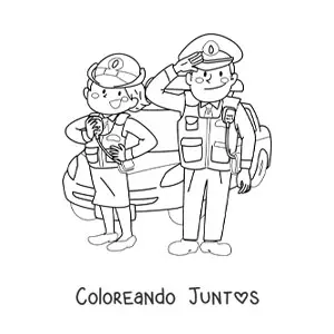 Imagen para colorear de policías y patrulla